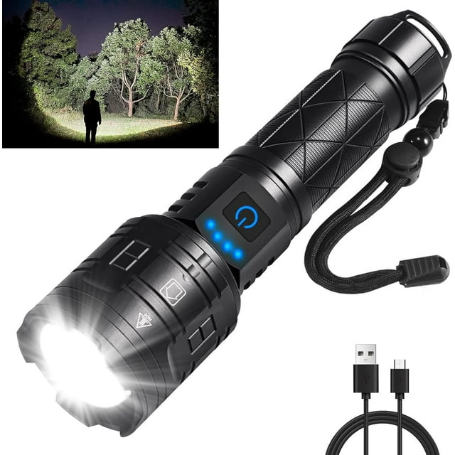Rechargeable Flashlights, Handheld Tactical Flashlights, 5 Modes LED Flashlight, Flashlight Waterproof