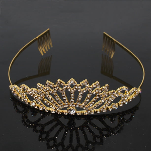 Corona de princesa opcional de oro y plata, banquete de boda, gran corona de diamantes de imitación, accesorios de boda