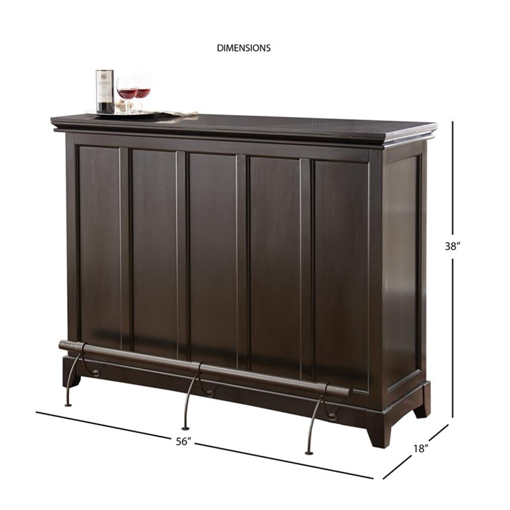Kingfisher Lane Counter Height Home Bar with Foot Rail in Ebony Brown