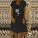 thumbnail image 2 of Vestido de algodón y lino de manga corta con estampado de verano con cuello en V suelto para mujer a la moda Fridja  bnh4781, 2 of 8