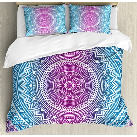 Blue And Pink King Size Duvet Cover Set Ombre Mandala Fl Star Blue And Pink King Size Duvet Cover Set Ombre Mandala Fl Star Medallion Pattern Indian Style