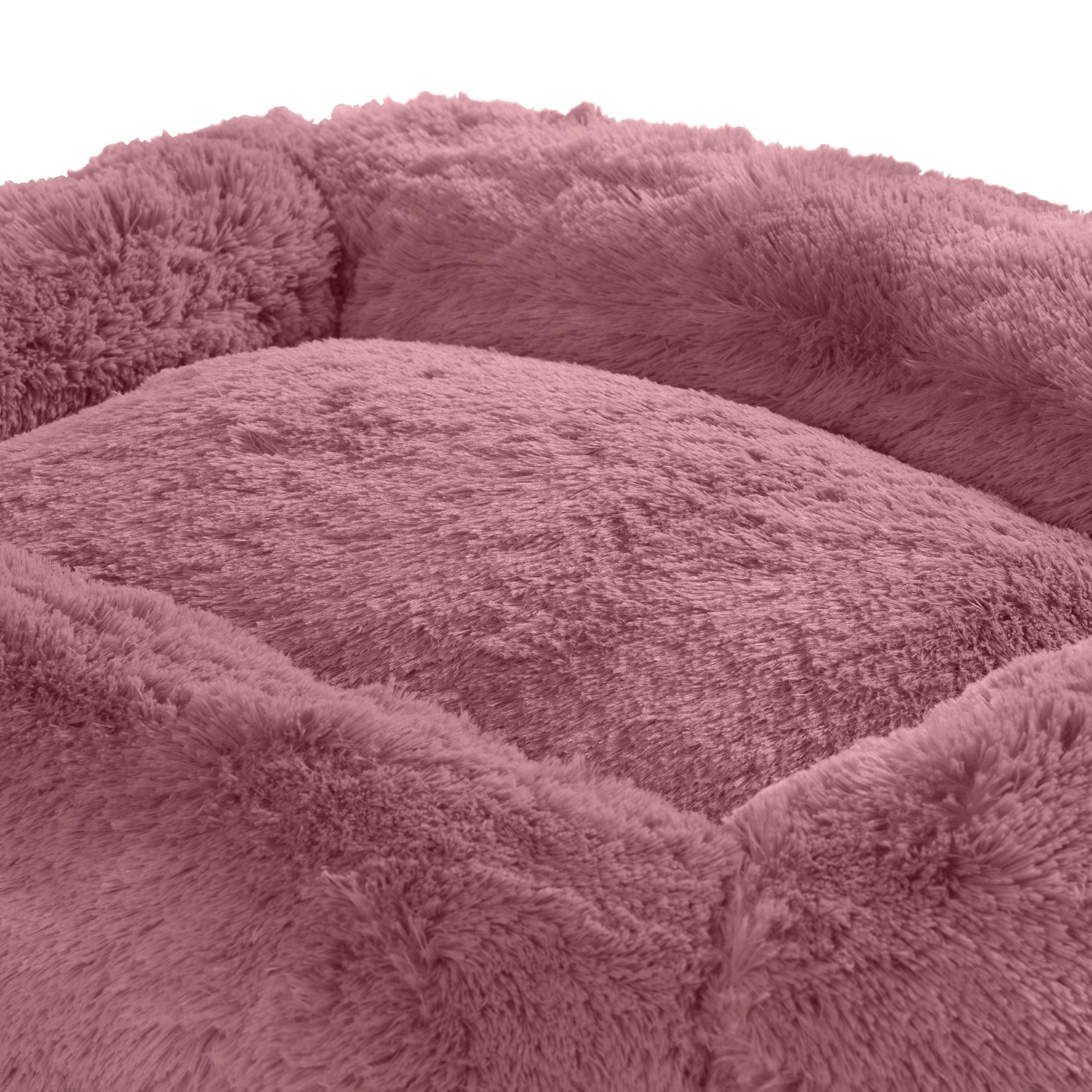 Vibrant Life Furry Bolster Large Dog Bed, Pink, 36" x 27"