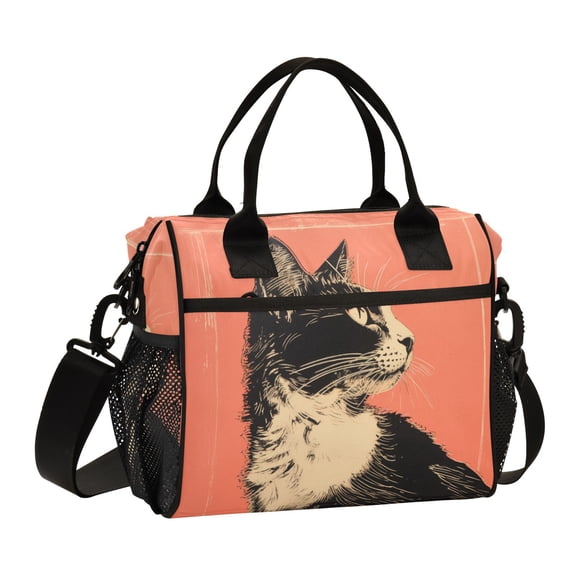 Cat Red Cooler Bag Lunch Bag Soft Cooler Cooling Tote Insulated Lunch Box for Adult Men Women