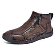 thumbnail image 7 of Men's High Top Loafers -Handcrafted Waterproof Leather Shoes, Ankle Boots with Side Zipper, Non-Slip Outdoor Sneakers, Warm Slip-On Footwear for Hiking Casual Walking, 7 of 7