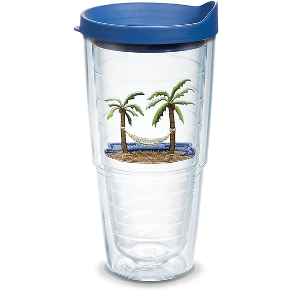 Tervis Palm Tree & Hammock Scene Made in USA Double Walled Insulated Tumbler Travel Cup Keeps Drinks Cold & Hot, 24oz, Lidded