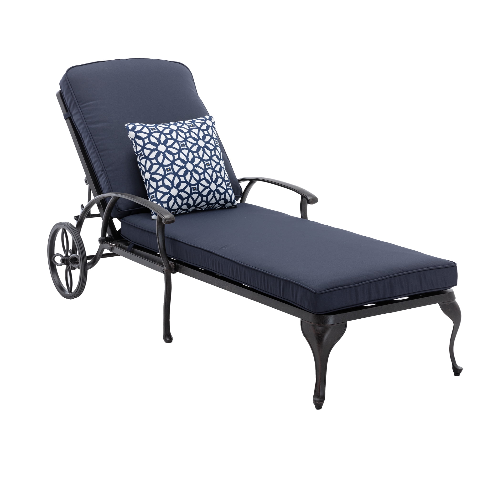 CoSoTower Chaise Lounge Outdoor Chair with Navy Blue Cushions, Aluminum Pool Side Sun Lounges ...