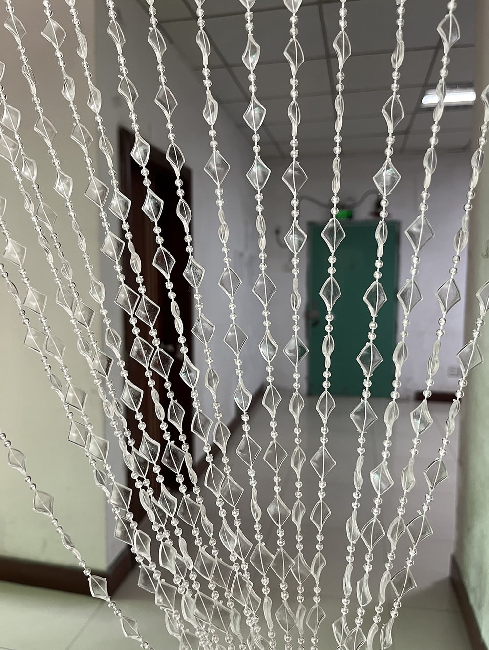 ZiDeTang Acrylic Maple Leaves Diamond Décor Beaded Door Curtain String Doorway Room Divider Window Tassel Blind Screen Panel (39.3"x76.7",Clear)