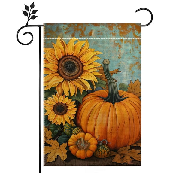 Autumn Fall Pumpkin Sunflower Garden Flag 12x18 Double Sided Farmhouse Outside Yard Home Holiday Decor