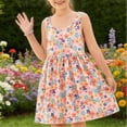 thumbnail image 2 of Afuyipoi Girls Sleeveless Sundress Size 2-12Y Floral Print Dress A Line Summer Vacation Dress Yellow Size 3T, 2 of 7