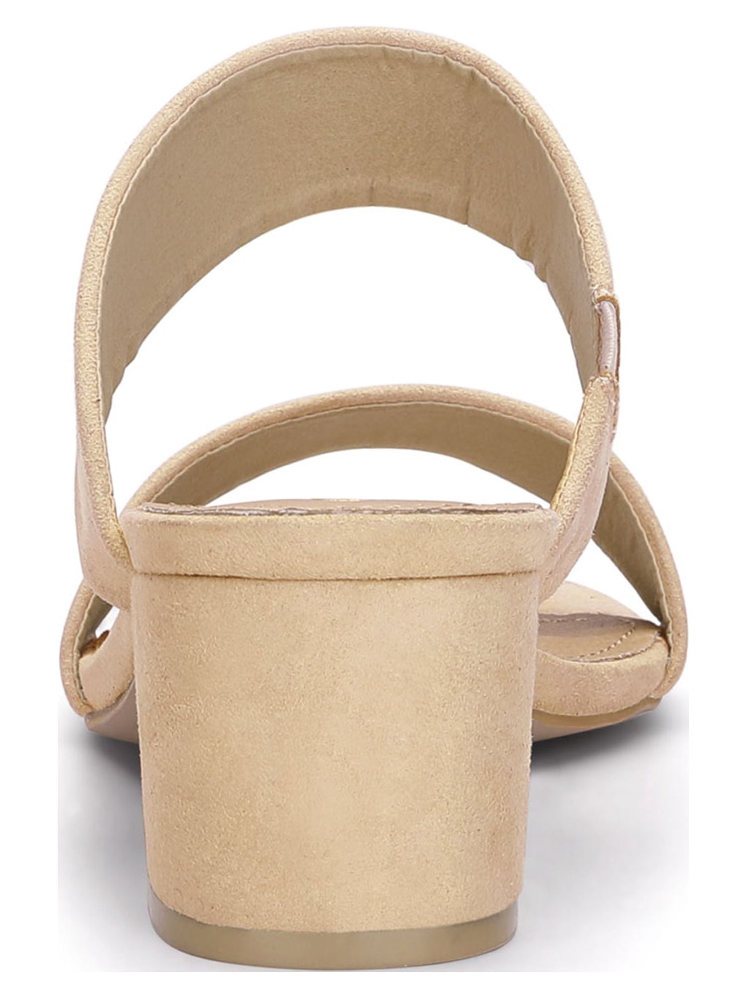 DARING DIVA Stylish Women's Block Heel Dual Straps Slide Sandals 7.5 Beige