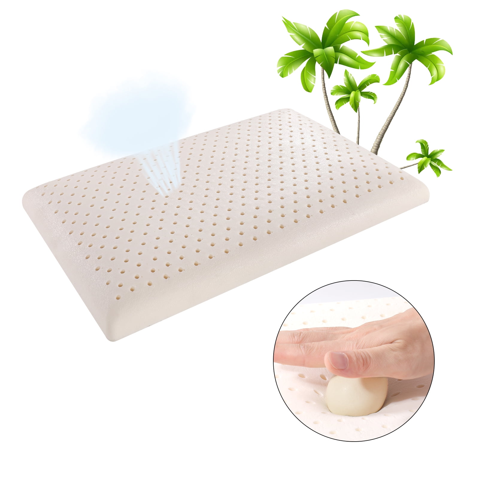 SUQ I OME Slim Sleeper Thin Latex Pillow 1.5 inches Ideal for All Sleepers White Walmart