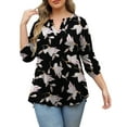 thumbnail image 2 of VERABENDI Women's Plus Size Tops 3/4 Sleeve Shirts Dressy Casual Metal Buckle V-Neck Tunic Blouses,M-4XL, 2 of 11