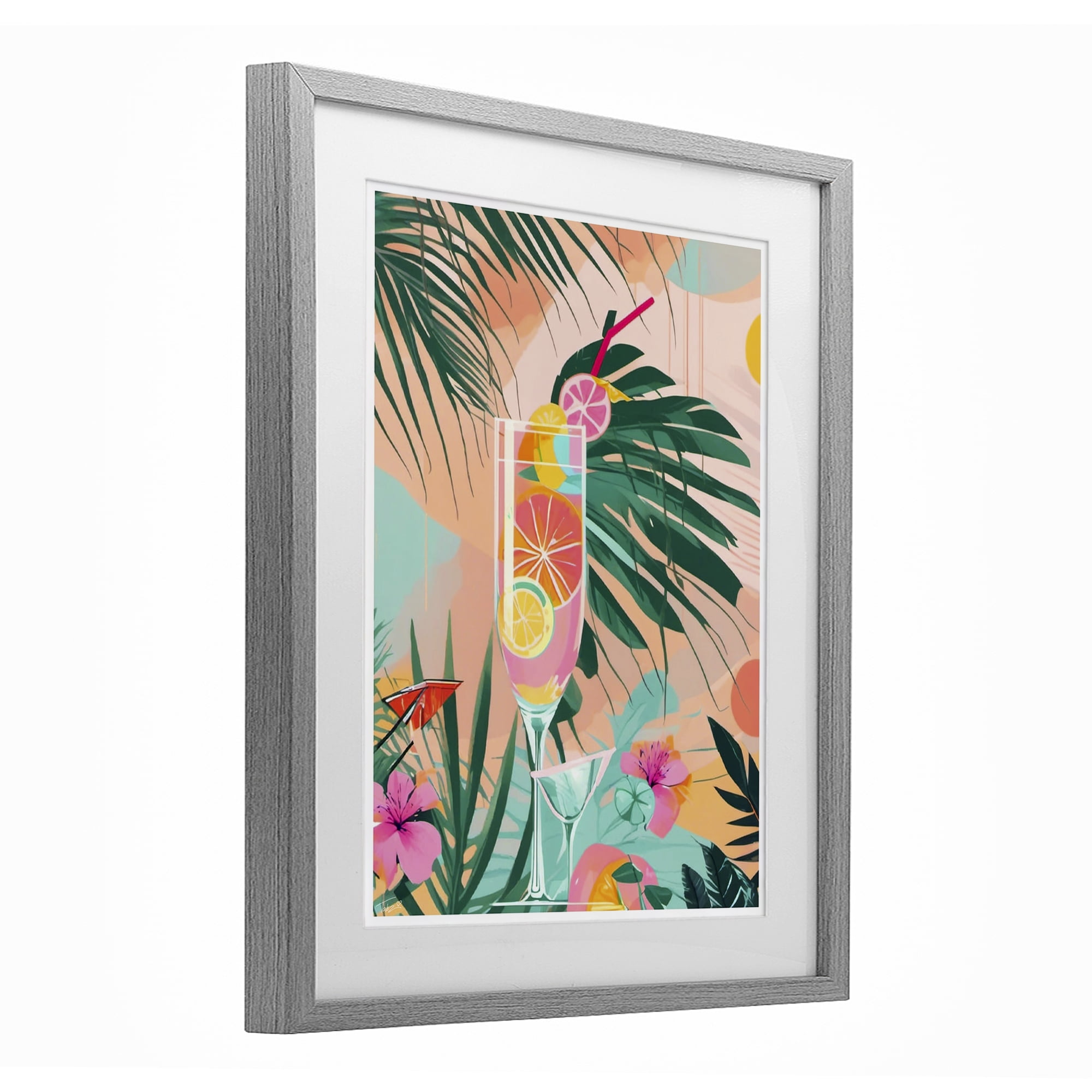 Stupell Industries Jungle Lemonade Cocktail Gray Framed Print Under Glass, design by Tabz Jones