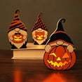 thumbnail image 3 of Muñeca sin rostro de Halloween con luz LED Decorativa ornamental Calabaza pintada a mano Decoración de Halloween Configuración de fiesta Muñeca de gnomo de Halloween de madera Ornam, 3 of 5