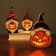thumbnail image 3 of Muñeca sin rostro de Halloween con luz LED Decorativa ornamental Calabaza pintada a mano Decoración de Halloween Configuración de fiesta Muñeca de gnomo de Halloween de madera Ornam, 3 of 5