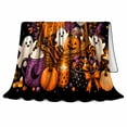 thumbnail image 2 of Whimsical Autumn Basket Print, Warm Flannel Blanket for Living Room and Family Room, Autumn Celebration Gift for Art Lovers, Festive Home Decor, 2 of 9