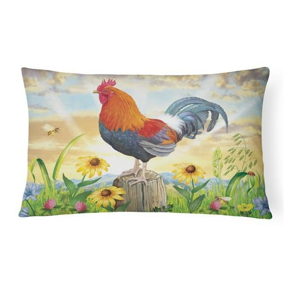 12 x 3 x 16 in. Rooster At Dawn Canvas Fabric Decorative Pillow