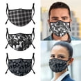 thumbnail image 2 of Casaba 3 Pack Face Masks Black Stylish Prints Cotton Poly Adjustable Washable Reusable 2 Layer Pocket Filter, 2 of 7