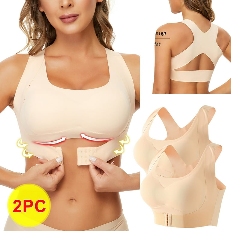 SELONE Bras for Women Push Up No Underwire Padded Front Closure Front Clip  Zip Front Front Snap Front Hook Front Close for Sagging Breasts Cross 2 In  1 Gathered Strapl Buckle Lift