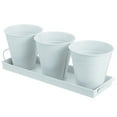 thumbnail image 1 of 3pc Flower Iron Bucket Planter Pot with Tray Retro Flower Buckets Succulents Pot, 1 of 9