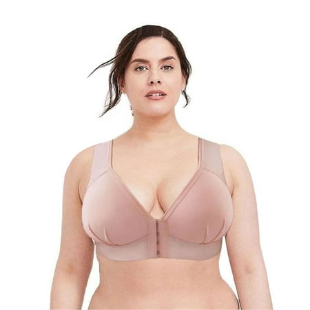 

Plus Size Front Closure Elastic Push Up Comfort Bra Women Wireless Bra