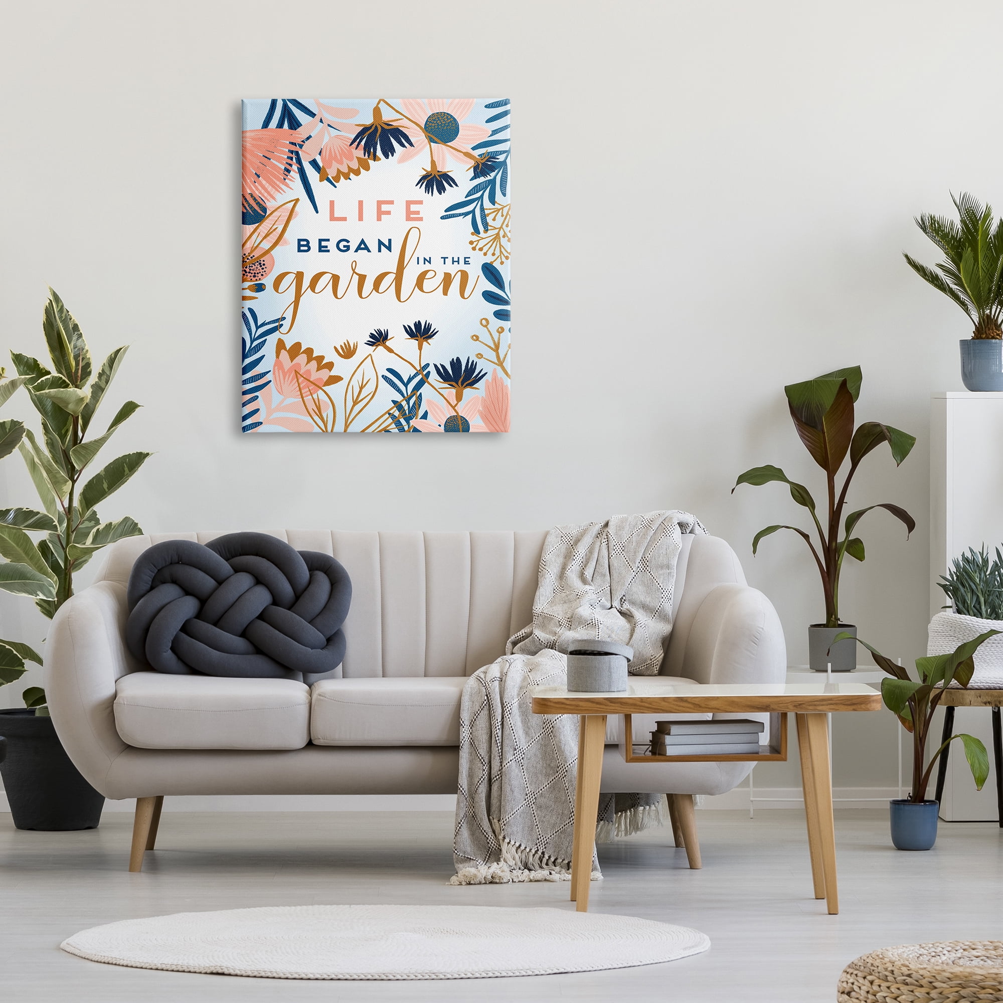 Stupell Industries Pink & Blue Gardening Botanical & Floral Painting Gallery Wrapped Canvas Print Wall Art, 30 x 40