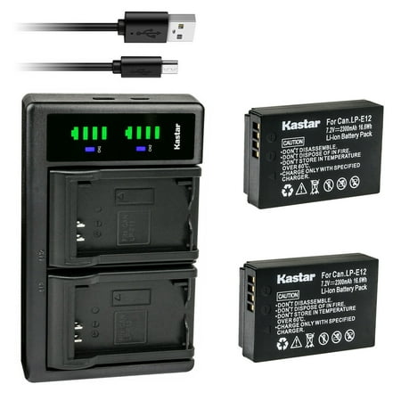 Kastar 2-Pack Battery and LTD2 USB Charger Replacement for Canon LP-E12 LPE12 Battery Canon LC-E12 LC-E12E Charger Canon EOS 100D EOS M EOS M2 EOS M10 EOS M50 EOS M50 Mark II Cameras