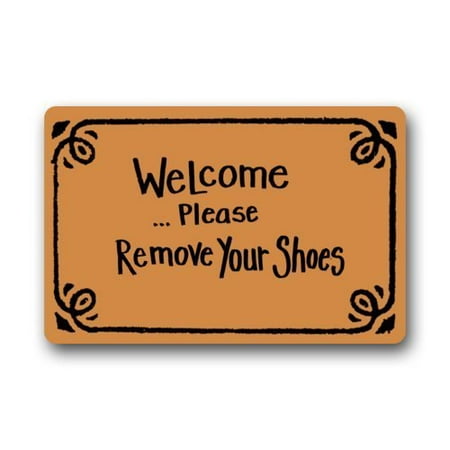 Winhome Funny Quotes Welcome Please Remove Your Shoes Doormat Floor Mats Rugs Outdoors Indoor Doormat Size 23 6x15 7 Inches