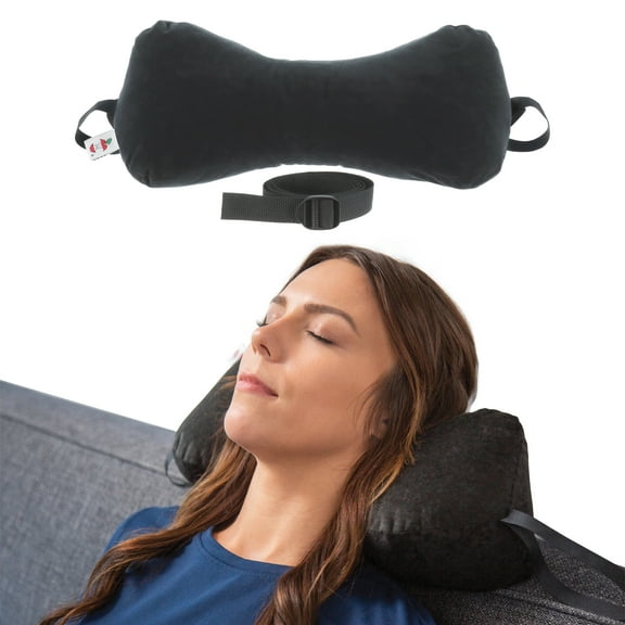 Sleep Log Bone Shaped Chiropractic Neck and Back Pillow for Cervical Support, Adjustable Firmness - Travel or Use at Home, 15" x 7" x 7", 60" Strap