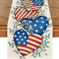 thumbnail image 5 of Patriotic American Flag Heart Print Table Runner,Independence Day Memorial Day Red White Blue Farmhouse Table Linens for Kitchen,Dining Room,Holiday Party Decor, 5 of 6