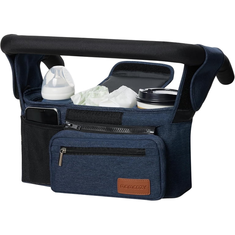 Momcozy Universal Stroller Organizer, Blue Insulated Cup Holder photo 1