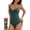 Dark Green, variant on Ribbed One Piece Swimsuits for Women Ruched High Cut Side Tie Bathing Suits Twist Front Back Cutout Swimwears with Built in Bras