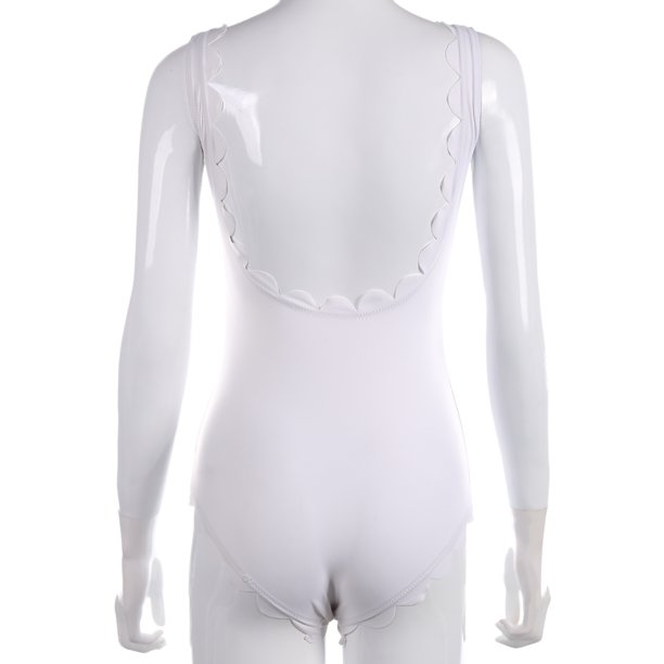 Traje De Baño De Una Pieza Para Mujer Traje De Baño Con Volantes En El Borde Floral Ropa De Playa (Blanco) (M)-195069.06 Likrtyny Mujer