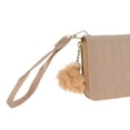 thumbnail image 5 of Unique Bargains 1 Pc Coin Purse Wallet Portable Rhombus Wristband Plush Pom Zip Coin Purse Pouch Apricot, 5 of 5