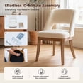 thumbnail image 2 of COLAMY 7-Piece Modern Dining Set, 63" Travertine-Look Kitchen Table with 6 Open-Back Cutout Upholstered dining chairs, Fluted Wood Apron, Solid Rubberwood Frame, Dining Furniture, Beige, 2 of 14