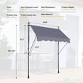 thumbnail image 3 of Manual Retractable Awning, 118" Non-Screw Outdoor Patio Awning Sunshade Shelter, Height Adjustable Sunshade Patio Door Window Awning Canopy for Backyard, Garden, Balcony, Gray, 3 of 5