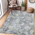 thumbnail image 2 of Floral Print Area Rug, Modern Distressed Foldable Low Pile Non Slip Floor Carpet, 2 of 8