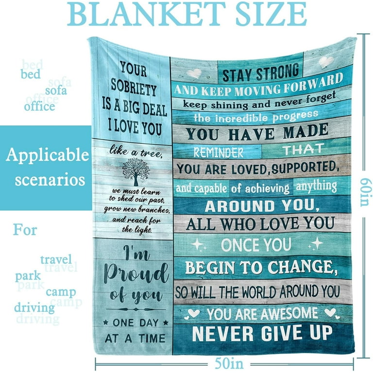 Sobriety Gifts Blanket, Sober Gifts for Women Men, Inspirational - Main Image