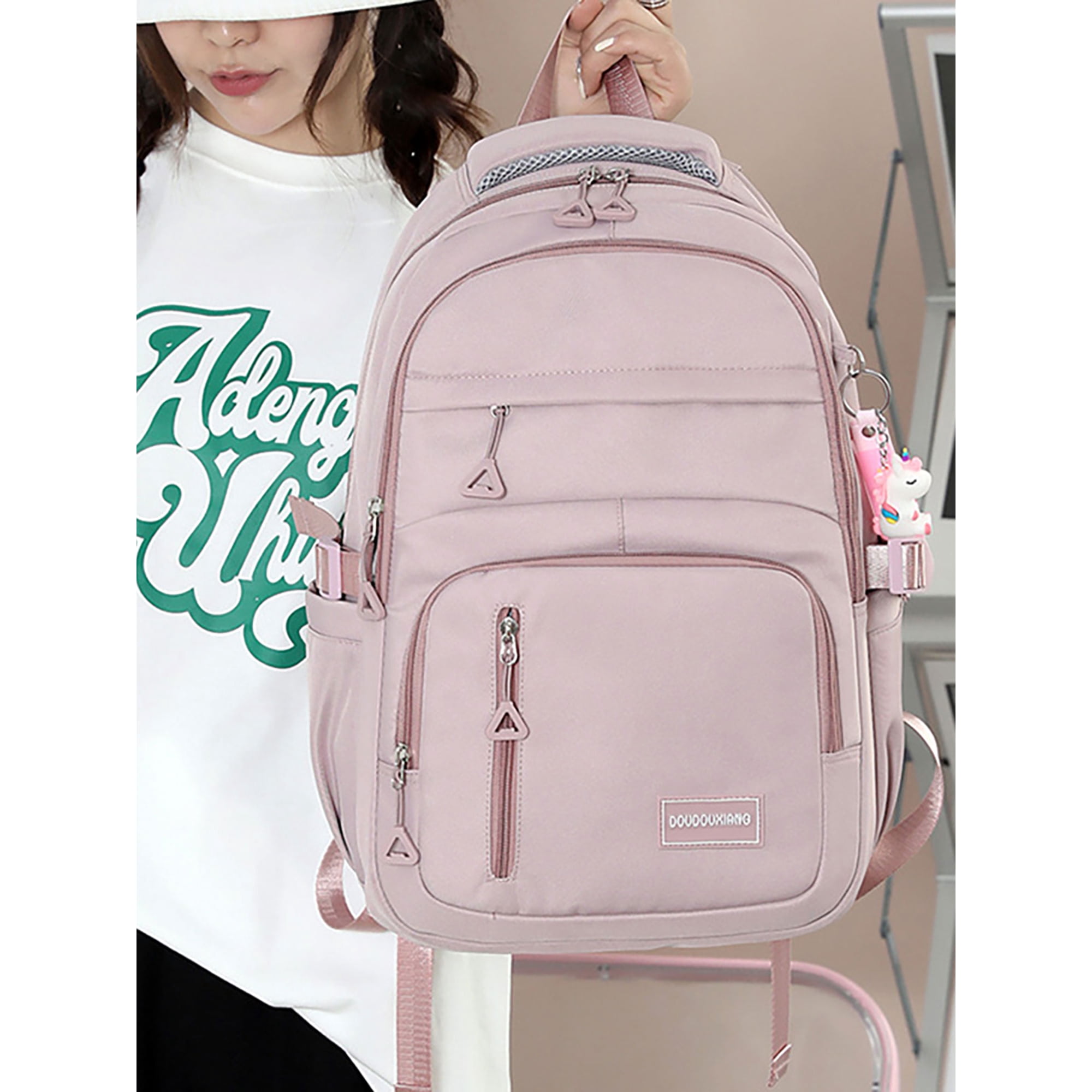 Fashnice Teenager Backpack Large Capacity School Bag Multi Pockets Multi purpose Daypack Top Handle Unisex Lightweight Zipper Girls Pink Walmart