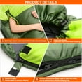 thumbnail image 5 of TOPCHANCES 5°F-50°F Camping Sleeping Bag for Adults Backpacking Lightweight Waterproof - Cold Weather Wearable Sleeping Bag for Outdoor Travel Hiking (Green - Left Zipper, 4.3 lb), 5 of 12