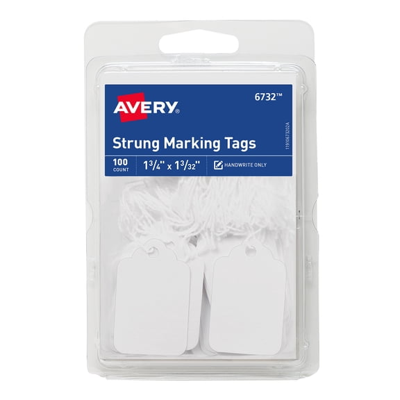 Avery String Tag Labels, 1-3/4" x 1-3/32", White, 100 Count