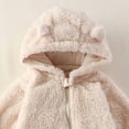 thumbnail image 5 of 3-6 Months Newborn Baby Bodysuits Girls Hooded Romper Comfortable Fleece Lined Warm Stylish Covers Hands And Feet Newborn Fall Winter Gift Clothes,Beige Jumpsuit, 5 of 5