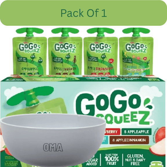 GoGo SqueeZ Applesauce Pouches, Variety Pack, 3.2 oz., 32 ct. With White Bowl By OMA