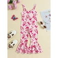 thumbnail image 3 of Argulvti Toddler Girls Romper Jumpsuit Polyester Sleeveless Baseball Print Bell Bottom Overalls, 3 of 8