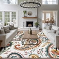 thumbnail image 3 of Paisley Flower Area Rugs 8'x10', Washable Small Throw Rugs for Living Room Patio, Spring Watercolor Floral Leaf Plant Indoor Outdoor Rug Non-Slip Low Pile Carpet Runner Reversible Floor Mats, 3 of 8
