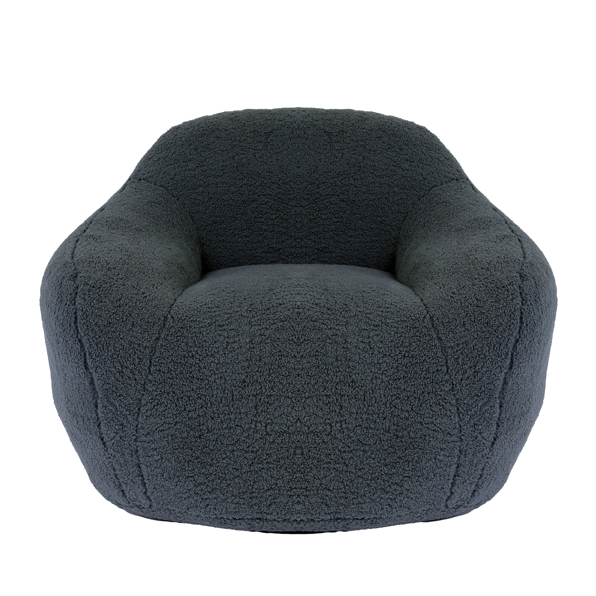 Bean Bag Chair, Comfy Bean Bag Sofa for Adults, Stuffed Floor Sofa with Supportive Backrest & Armrests, Modern Faux Fur Accent Chair for Living Room & Bedroom, Dark Gray