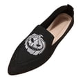 thumbnail image 5 of Women's Fashion Halloween Ballet Flats Pointed Toe Embroidery Knit Loafers Breathable Casual Dressy Shoes, 5 of 7