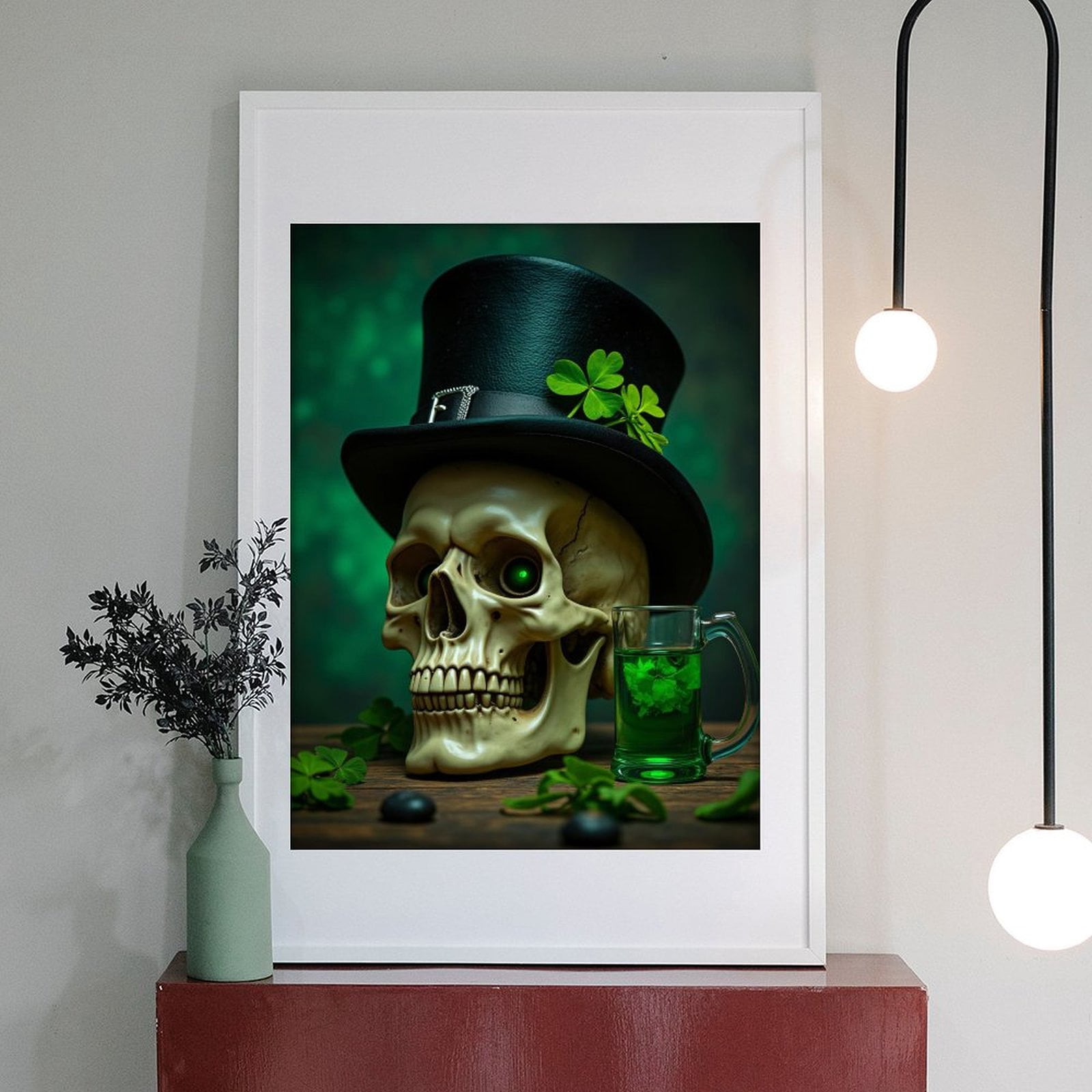 Diamond Art Kits for Adults - 5d Skull Top Hat Drink Green Diamond Painting for Adults, Diamond Art for Adults Beginners, Diamond Painting Kits for Adults for Home Wall Decor