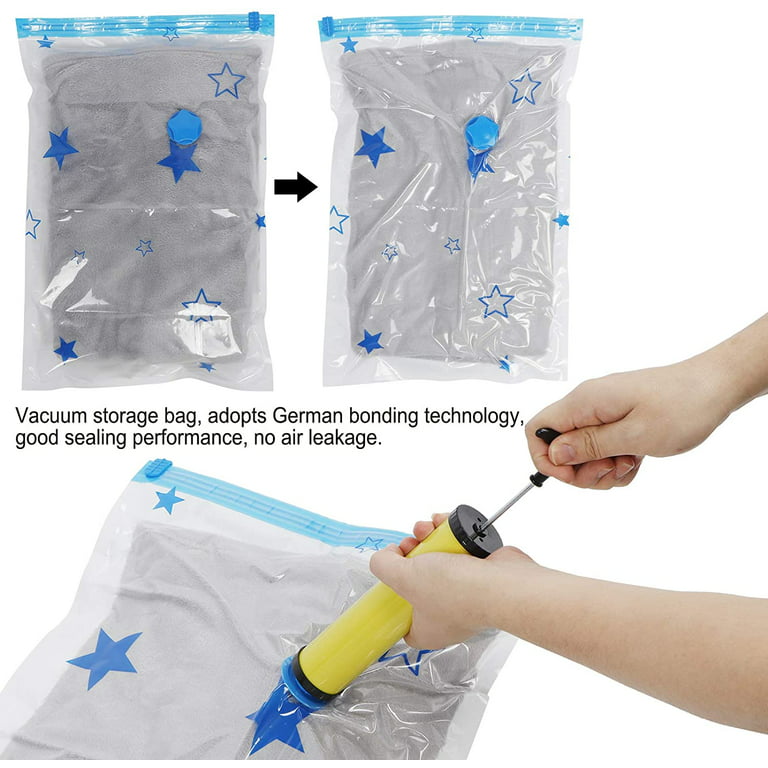 Clothes Vacuum Bag, One-Way Air Discharge No Air Leakage Reusable With An  Air Valve Quilt Vacuum Bag, for Bedding Supplies Quilt(Storage compression  bag + hand pump) 