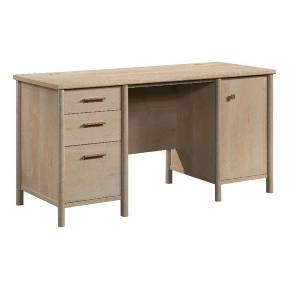 Pemberly Row Contemporary Engineered Wood Desk in Natural Maple Finish